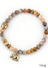 Boho Bracelet, Stretchy Bracelet, Blue and Brown Elephant Tibetan